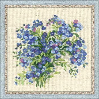 Cross stitch flowers Forget Me Not and Lilly of the Valley