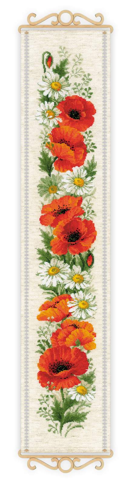 RIOLIS Mallow & Hollyhocks Bell Pull Counted Cross-Stitch Kit